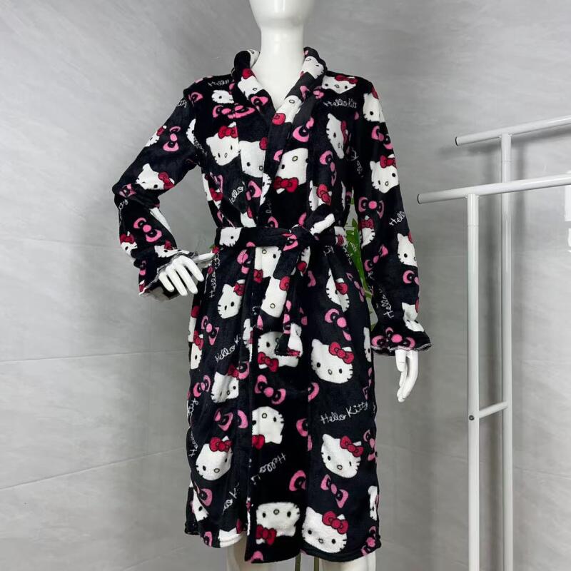 Winter Clothing Equipment - Nachthemd Hello Kitty, neuer Herbst-Winter-warmer mittellanger