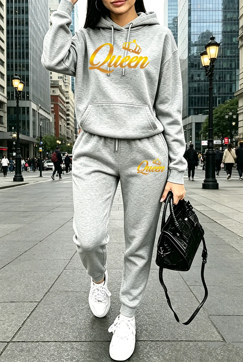 Winter Clothing Sale Women - Herbst-Winter Damenoutfits Bedruckte Lässige Kapuzenpullover Outdoor-Sportbekleidung