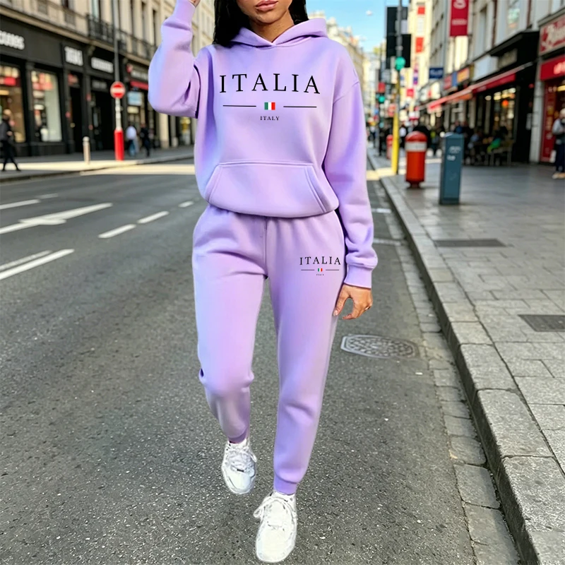 Winter Clothing Sale Women - Damen-Trainingsanzug, lässiges Kapuzensweatshirt und Jogginghose, 2-teiliges
